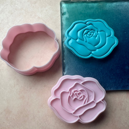 Flower Power Rose stamp and clay cutter set