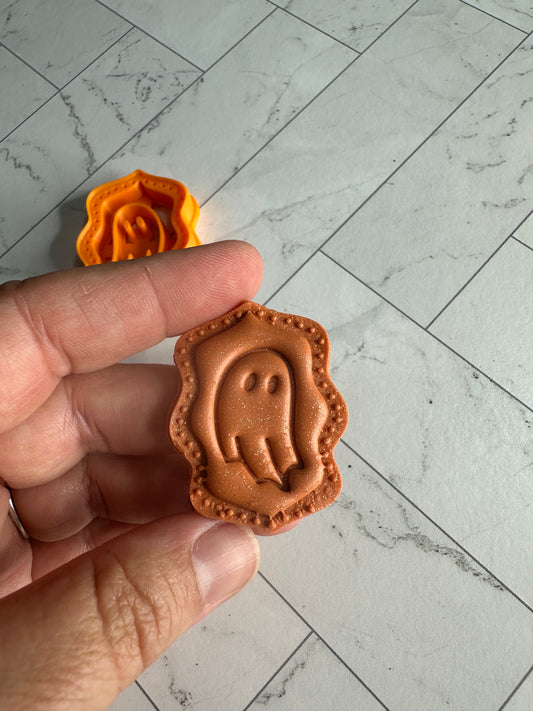 Framed Ghost relief polymer clay cutter Halloween