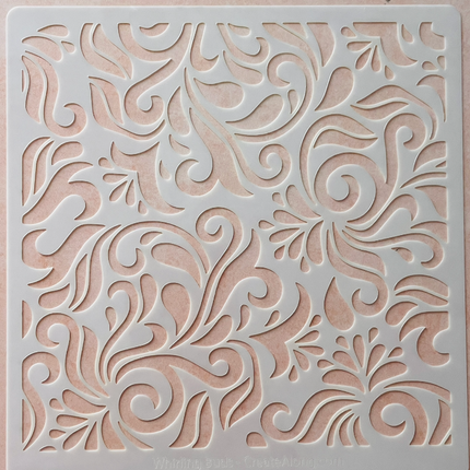 Whirling Buds Floral Botanical decorative Mylar Crafting Stencil pattern - Create Along 