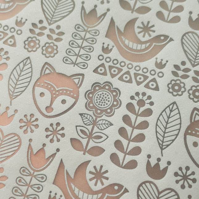 Folk Fox floral folk art Summer Spring Silk screen