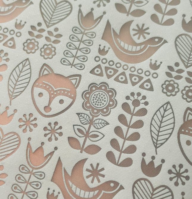 Folk Fox floral folk art Summer Spring Silk screen