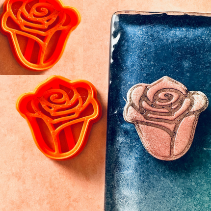 Rose mirrored clay earring cutter set | polymer clay rose cutter set - Create Along 