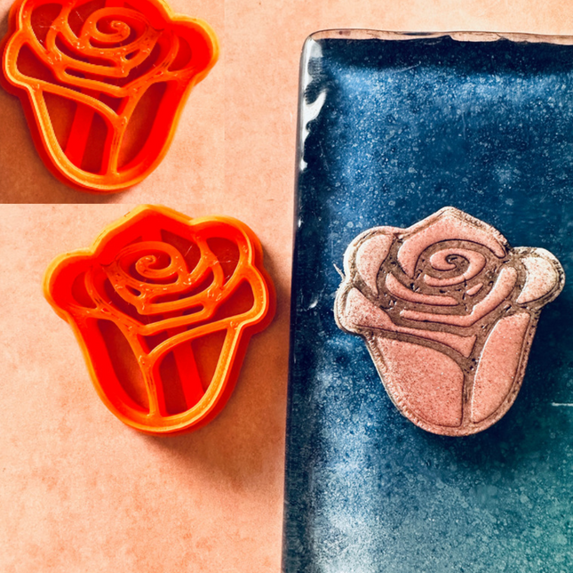Rose mirrored clay earring cutter set | polymer clay rose cutter set - Create Along 