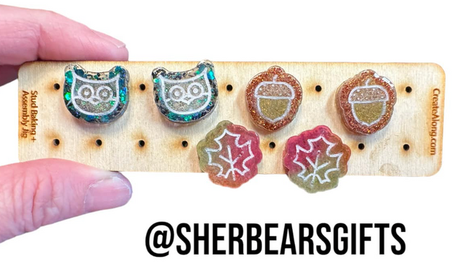 Woodland Clay + Resin Mold with leaf, owl, acorn - Create Along 