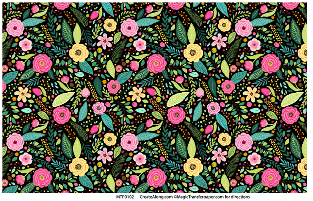 Floral Patterns Magic Transfer Paper half sheet printed ready to use - Create Along 