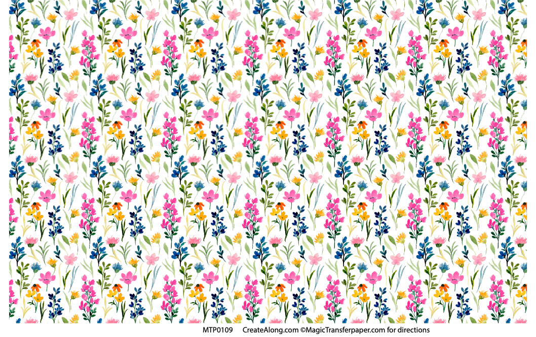 Floral Patterns Magic Transfer Paper half sheet printed ready to use