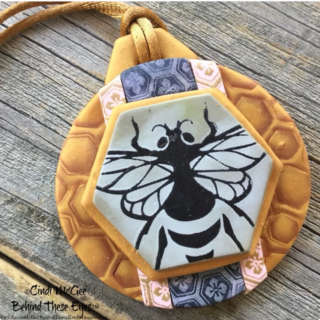 Cindi's Floral Honeycomb silkscreen polymer clay bee honey comb silk screen - Create Along 