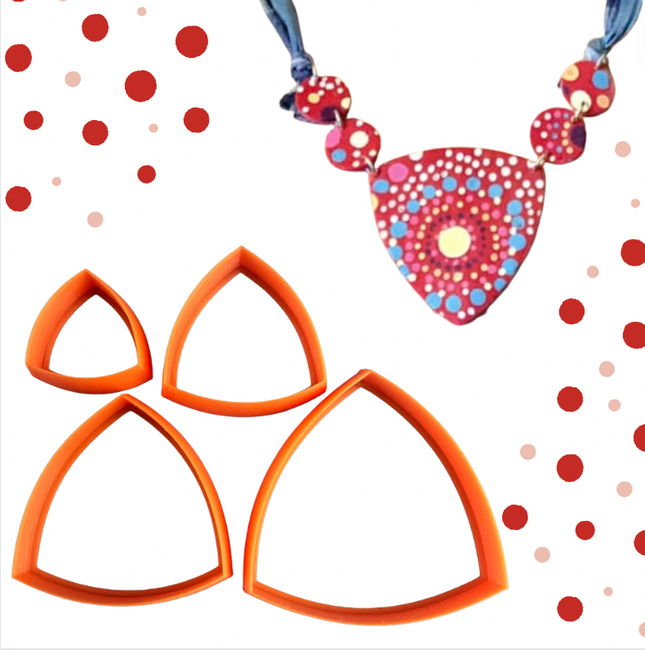Rounded Pointy Triangles polymer clay Cutters set basics collar - Create Along 