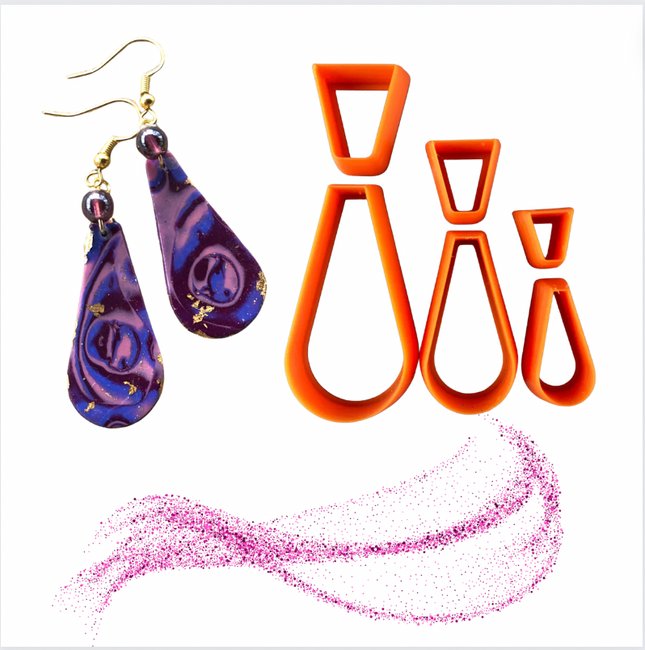 Drop Collar polymer clay cutter set earring pendant jewelry sharp cutters - Create Along 