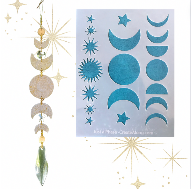 Just A Phase Mylar Stencil texture sheet for polymer clay earrings art jewelry mixed media - Create Along 