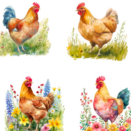 Floral Chicken Charms Magic Transfer Paper Digital Image download