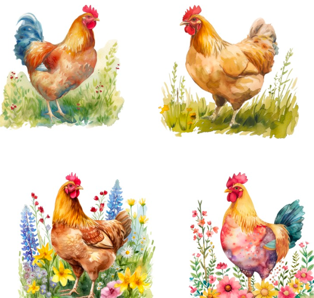 Floral Chicken Charms Magic Transfer Paper Digital Image download