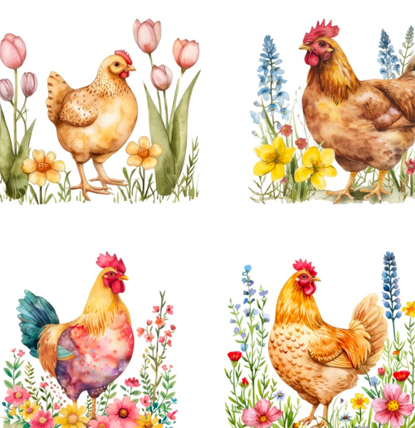 Chicken Charms Magic Transfer Paper Digital Image download for polymer clay