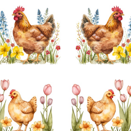 Floral Chicken Charms Magic Transfer Paper Digital Image download
