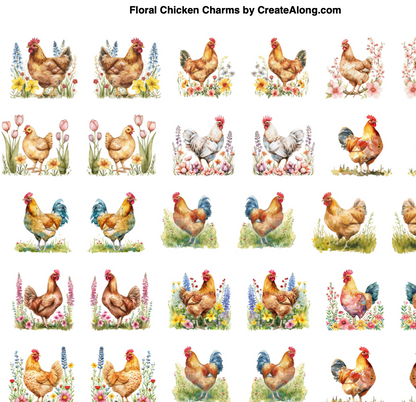 Chicken Charms Magic Transfer Paper Digital Image download for polymer clay
