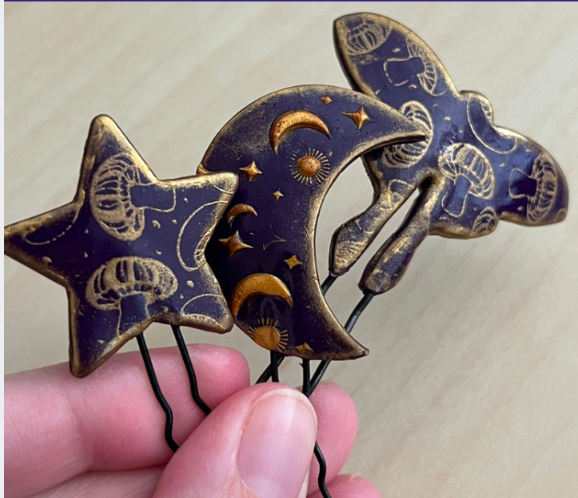 Luna Light Moth Star Moon polymer clay cutter set jewelry earrings pendant small sharp - Create Along 