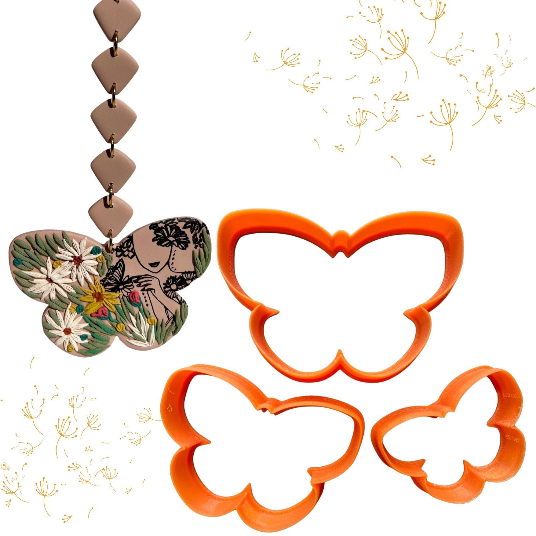 Butterflies clay cutter set | polymer clay butterfly cutter | make butterfly clay earrings | matching set of butterfly cutters