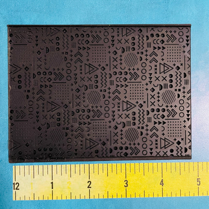 Retro Rubber Stamp 80s mod pattern Texture Sheet Mat for polymer clay metal clay mixed media art - Create Along 