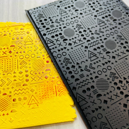 Retro Rubber Stamp 80s mod pattern Texture Sheet Mat for polymer clay metal clay mixed media art - Create Along 