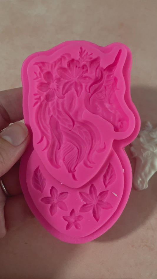 Unicorn Floral polymer clay resin silicone clay and food safe mold