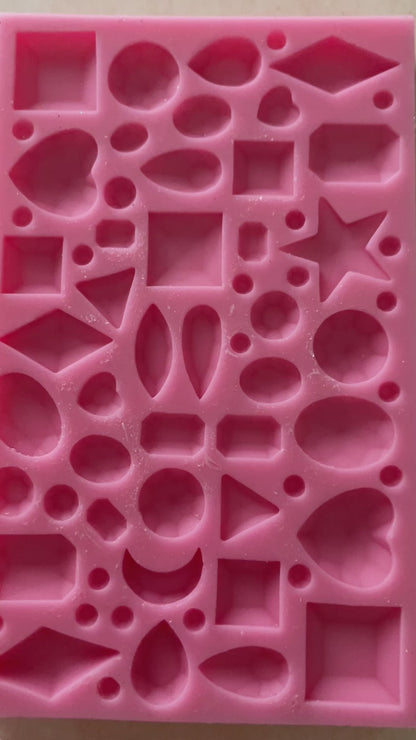 Bling Gems polymer clay resin mold multiple faceted crystal shapes