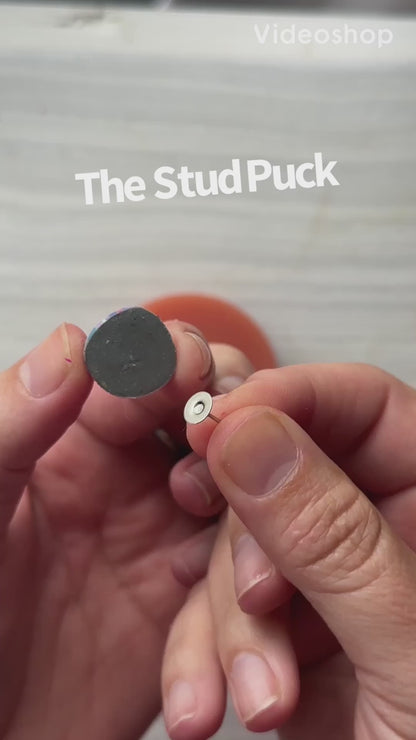 Stud Puck™ - polymer clay stud earring post earring back embedding tool by CreateAlong