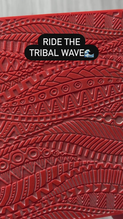 Tribal Flow Wave Rubber Stamp Texture Sheet Mat for polymer clay metal clay mixed media art