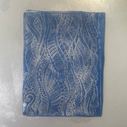 Tendril Tribal Ocean Rubber Stamp Ink medium Texture Sheet for polymer clay gelli plate printing scrapbooking jewelry mixed media - Create Along 