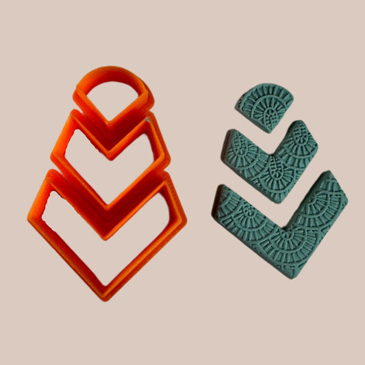 Small Chevron Polymer Clay Cutter Set – 3-Piece Geometric Earring Cutter Set for Jewelry & Layered Designs