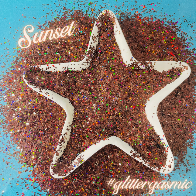 Glitter Sunset Superfine brown holo for pens candles earrings clay resin mugs slime tumblers nail art 2 oz - Create Along 