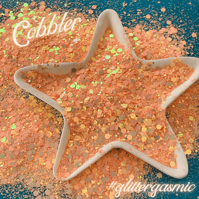 Glitter Peach Cobbler holo for pens candles earrings clay resin mugs slime tumblers nail art 2 oz - Create Along 