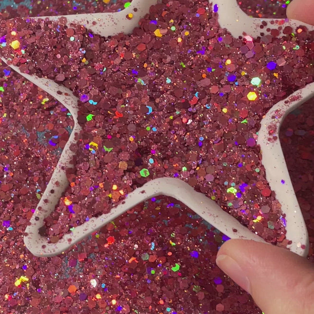 Glitter Desert Delight chunky pink rose holo for pens candles earrings clay resin mugs slime tumblers nail art 2 oz