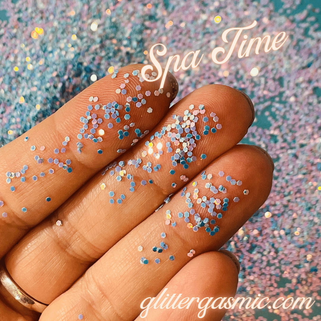 Glitter Spa Time blue pink holo for pens candles earrings clay resin mugs slime tumblers nail art 2 oz