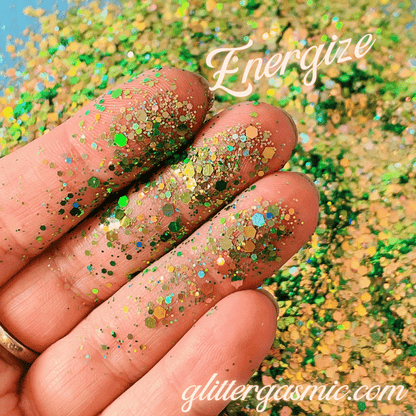 Glitter Energize Chunky green holo for pens candles earrings clay resin mugs slime tumblers nail art 2 oz - Create Along 