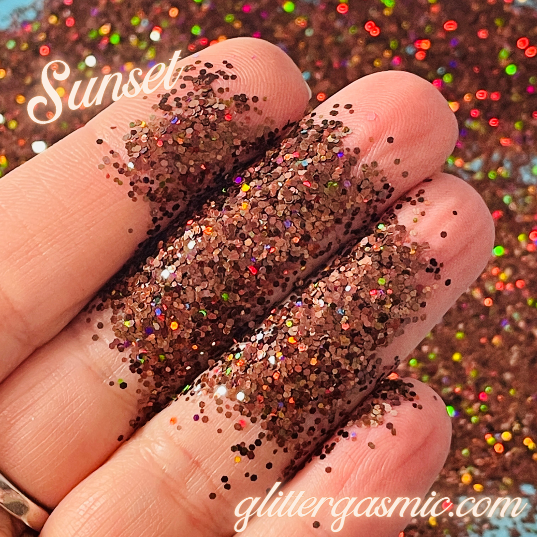 Glitter Sunset fine brown holo for pens candles earrings clay resin mugs slime tumblers nail art 2 oz