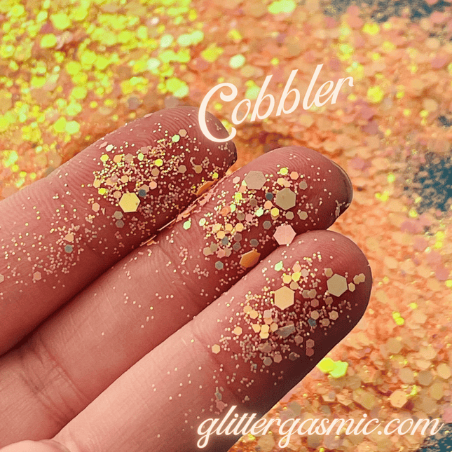 Glitter Peach Cobbler holo for pens candles earrings clay resin mugs slime tumblers nail art 2 oz - Create Along 