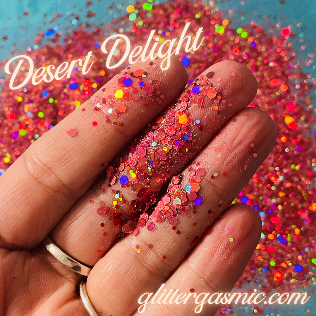 Glitter Desert Delight chunky pink rose holo for pens candles earrings clay resin mugs slime tumblers nail art 2 oz