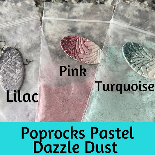 Dazzle Dust Heat Set Poprocks Pastel colors powder coat sealer for clay and metal charms