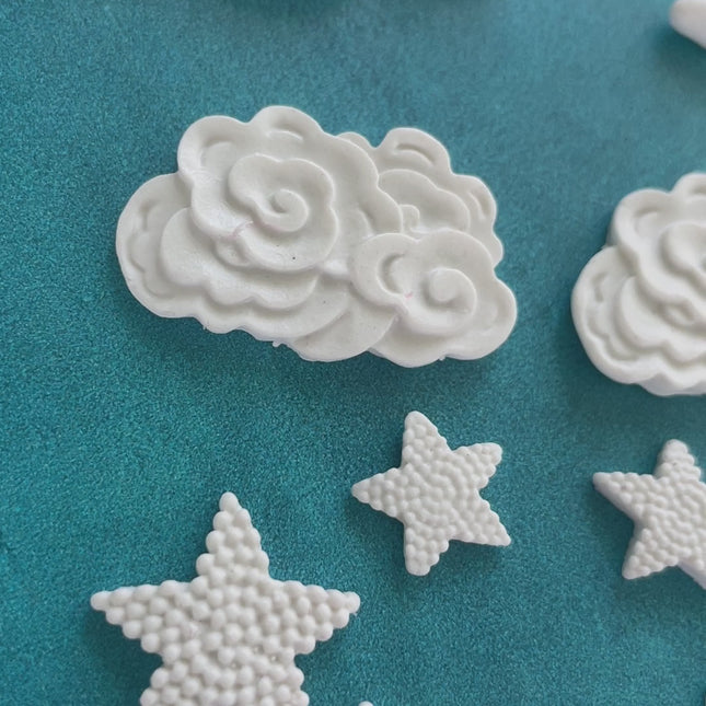 Fantastic Sky polymer clay resin mold with stars moon and clouds