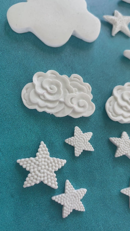 Fantastic Sky polymer clay resin mold with stars moon and clouds