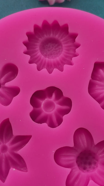 Polymer Clay Resin Mold - 6 flower variety