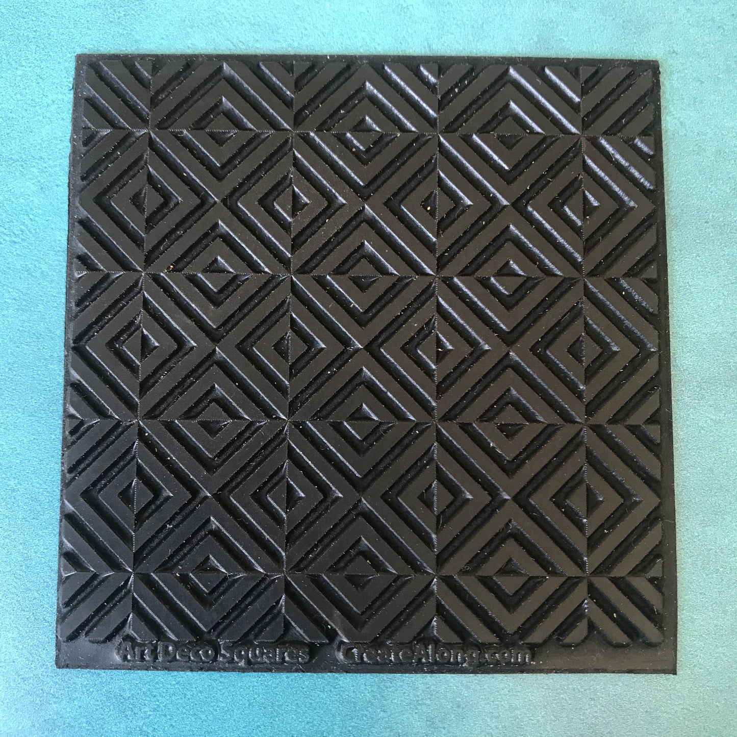 Art Deco Squares Rubber Stamp Texture Sheet Mat for polymer clay metal clay mixed media art