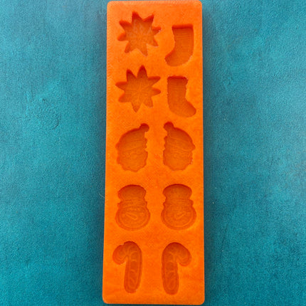 Christmas Cheer Studs Earring toppers Jewelry Silicone Mold polymer clay tools and supplies ideas - Create Along 