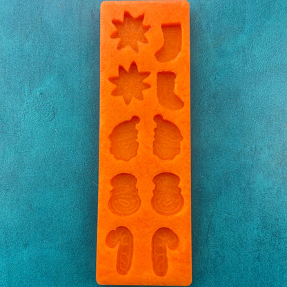 Christmas Cheer Studs Earring toppers Jewelry Silicone Mold polymer clay tools and supplies ideas - Create Along 