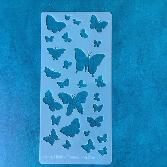 Fancy Flight Butterflies Butterfly Mylar Stencil texture sheet for polymer clay earrings art jewelry mixed media