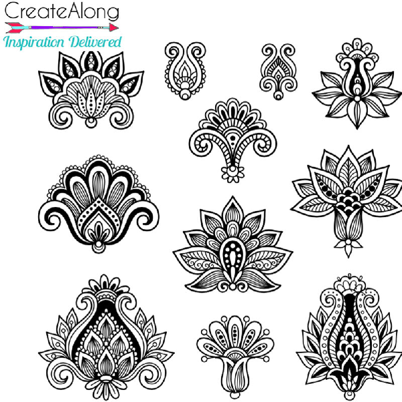 Silkscreen Henna Lilies elements Stencil For Polymer Clay - Polymer Clay TV tutorial and supplies