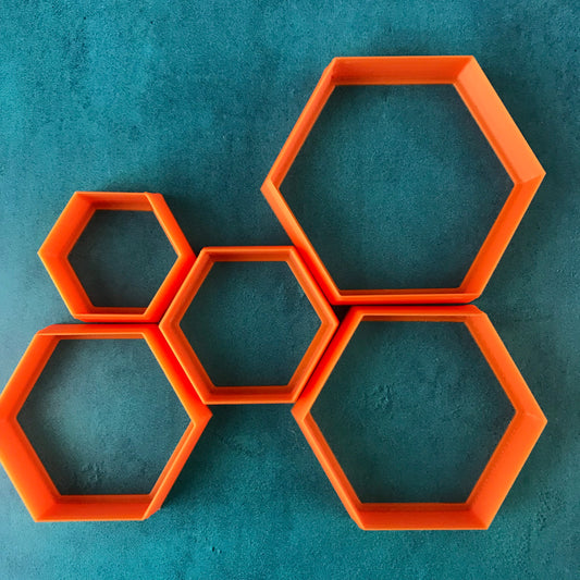 Hexagons Honeycomb bee polymer clay cutter set of 5 basics