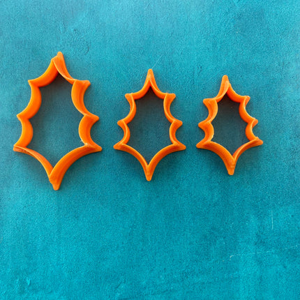 Holly Leaf Leaves Christmas holiday shape Cutter set for polymer clay art jewelry - Create Along 