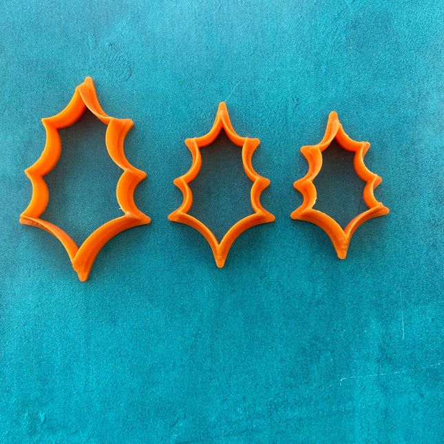 Holly Leaf Leaves Christmas holiday shape Cutter set for polymer clay art jewelry - Create Along 