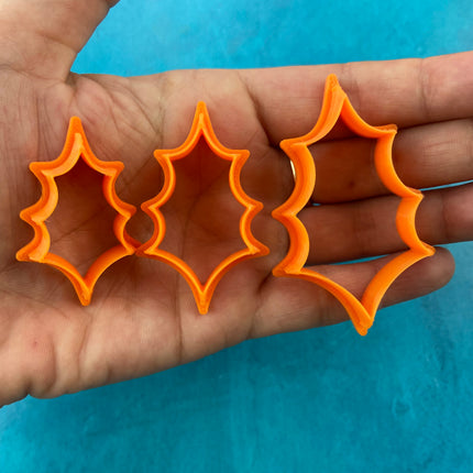 Holly Leaf Leaves Christmas holiday shape Cutter set for polymer clay art jewelry - Create Along 
